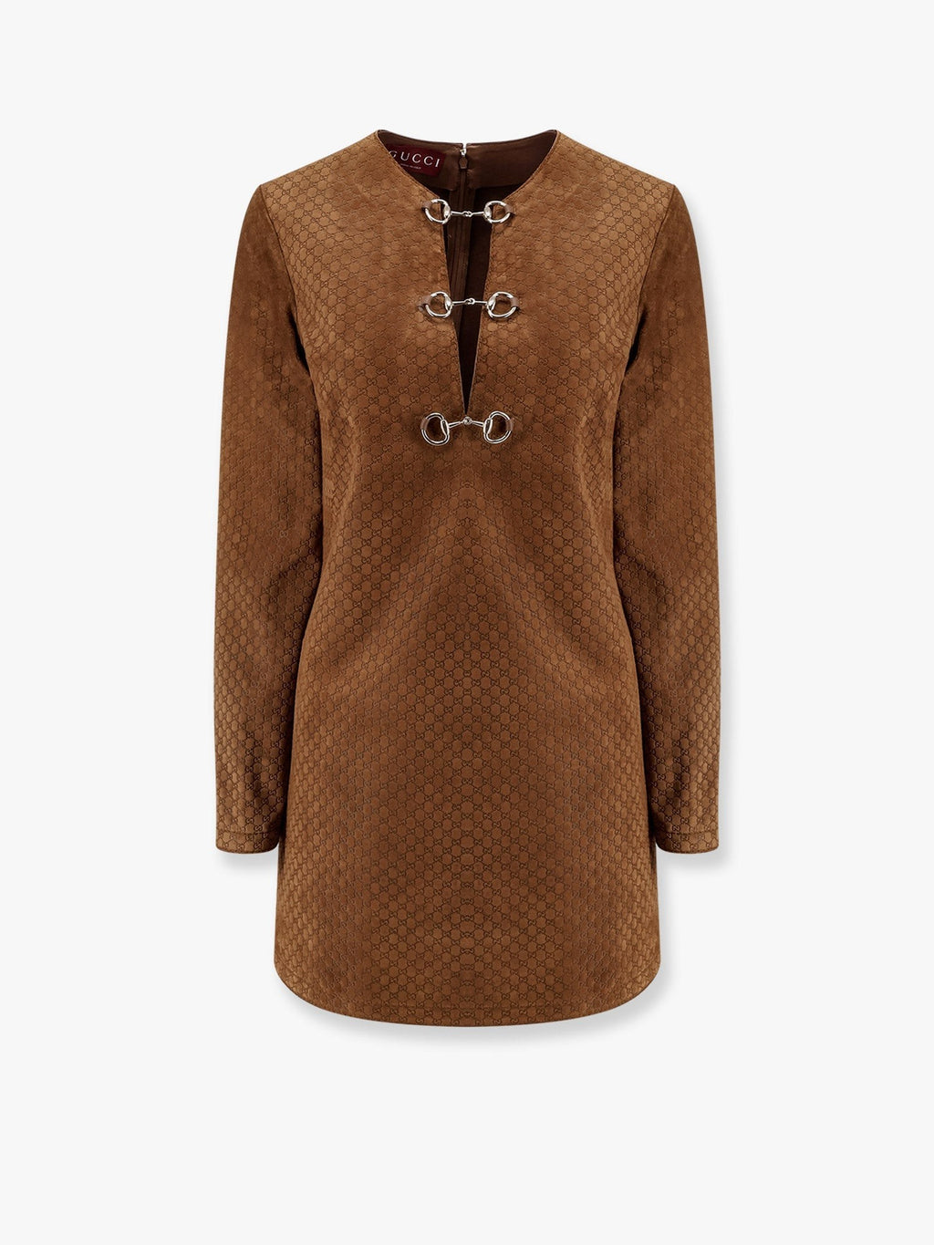 Gucci Vestido curto de camurça com logótipo GG all-over