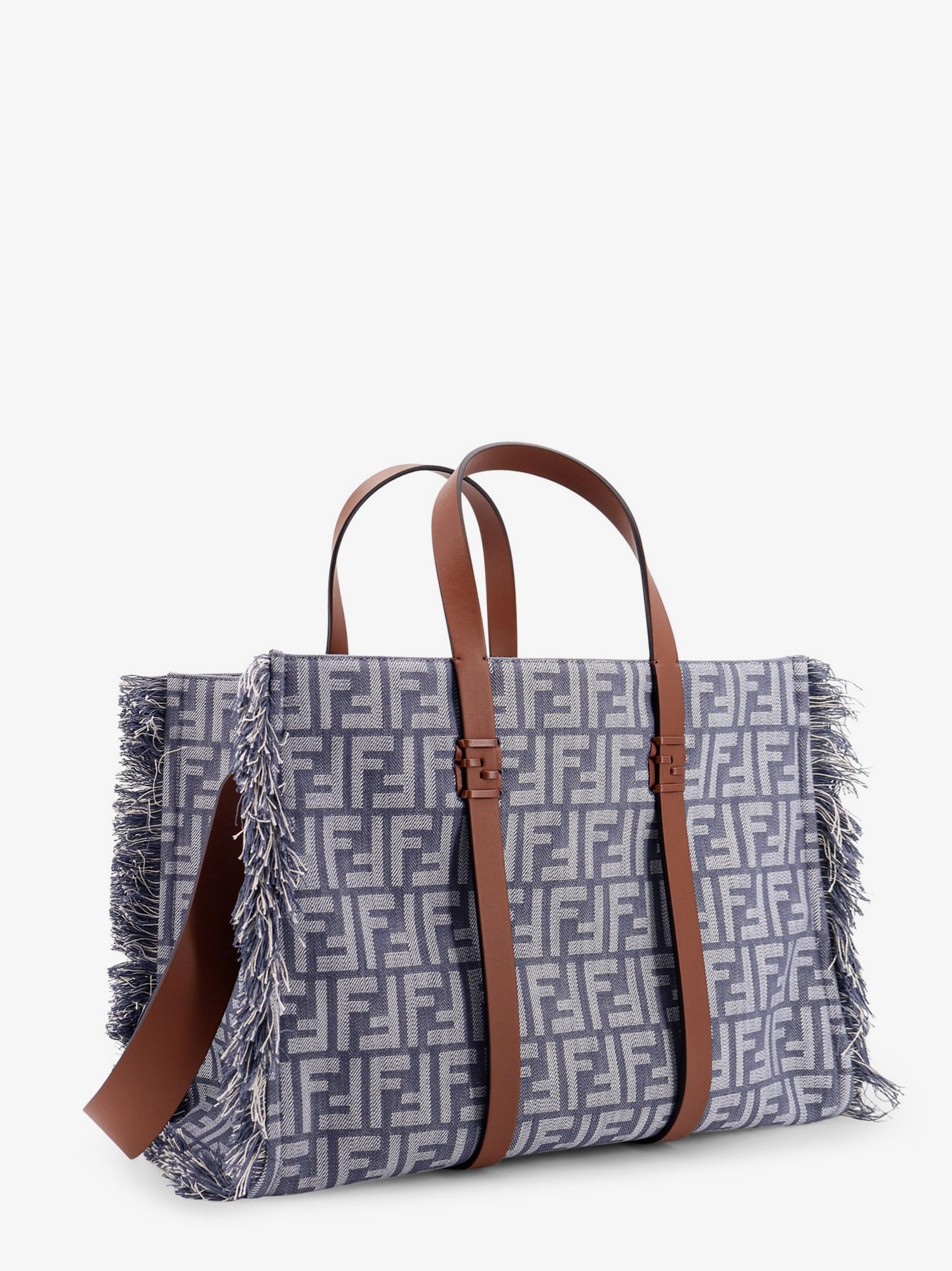 Fendi Summer Tote FF žakárová látková taška přes rameno s třásněmi