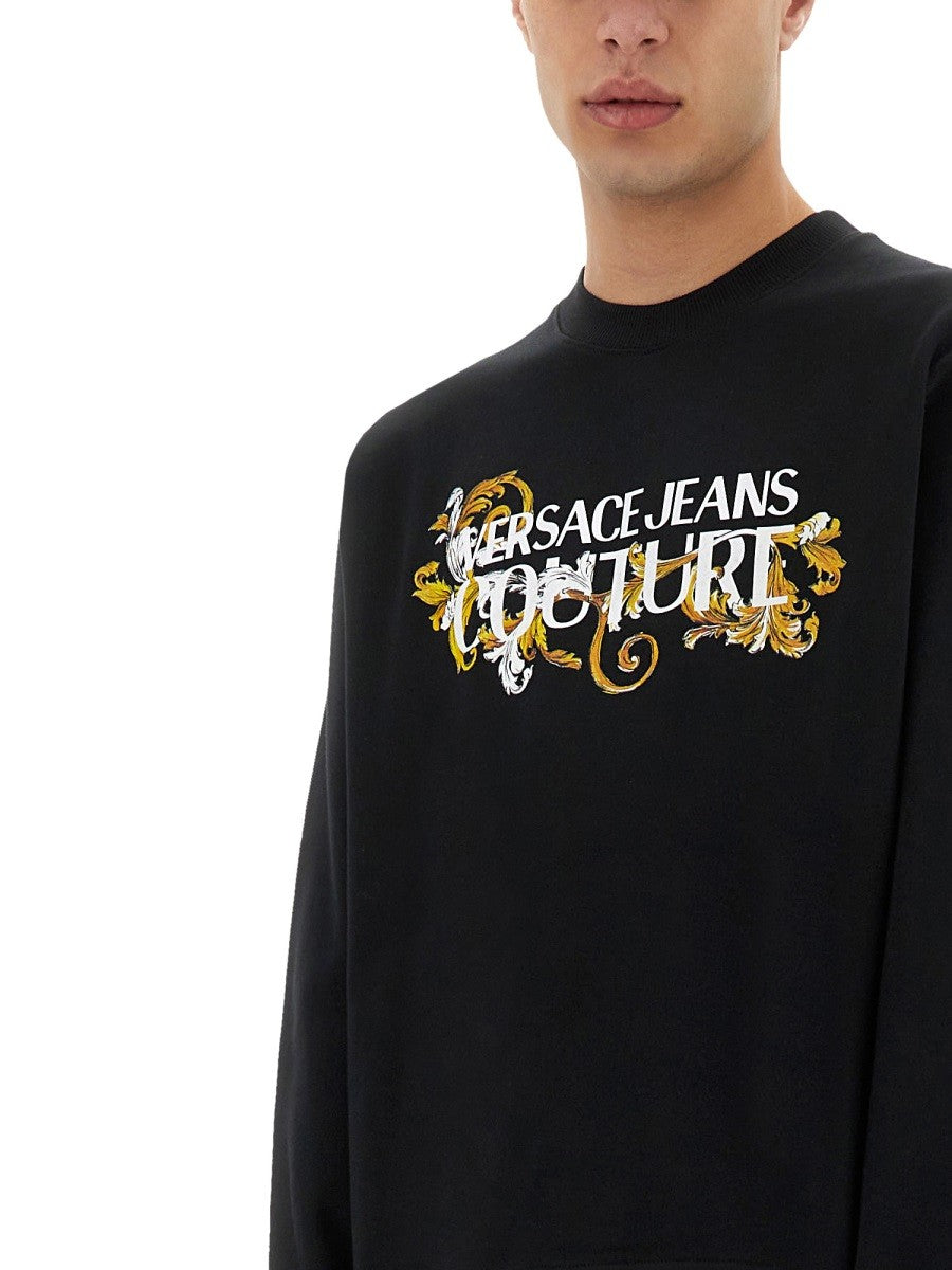 Versace Jeans Couture SWEATSHIRT MIT BAROCK OUTLINE LOGO