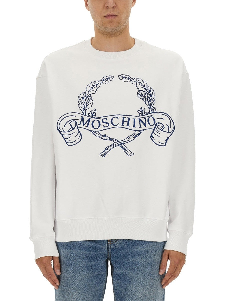 Moschino SWEATSHIRT MIT LORBEERKRANZ-LOGO-STICKEREI