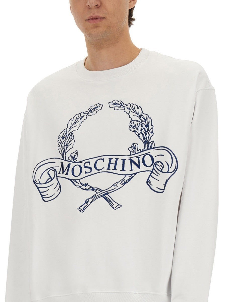 Moschino SWEATSHIRT MIT LORBEERKRANZ-LOGO-STICKEREI