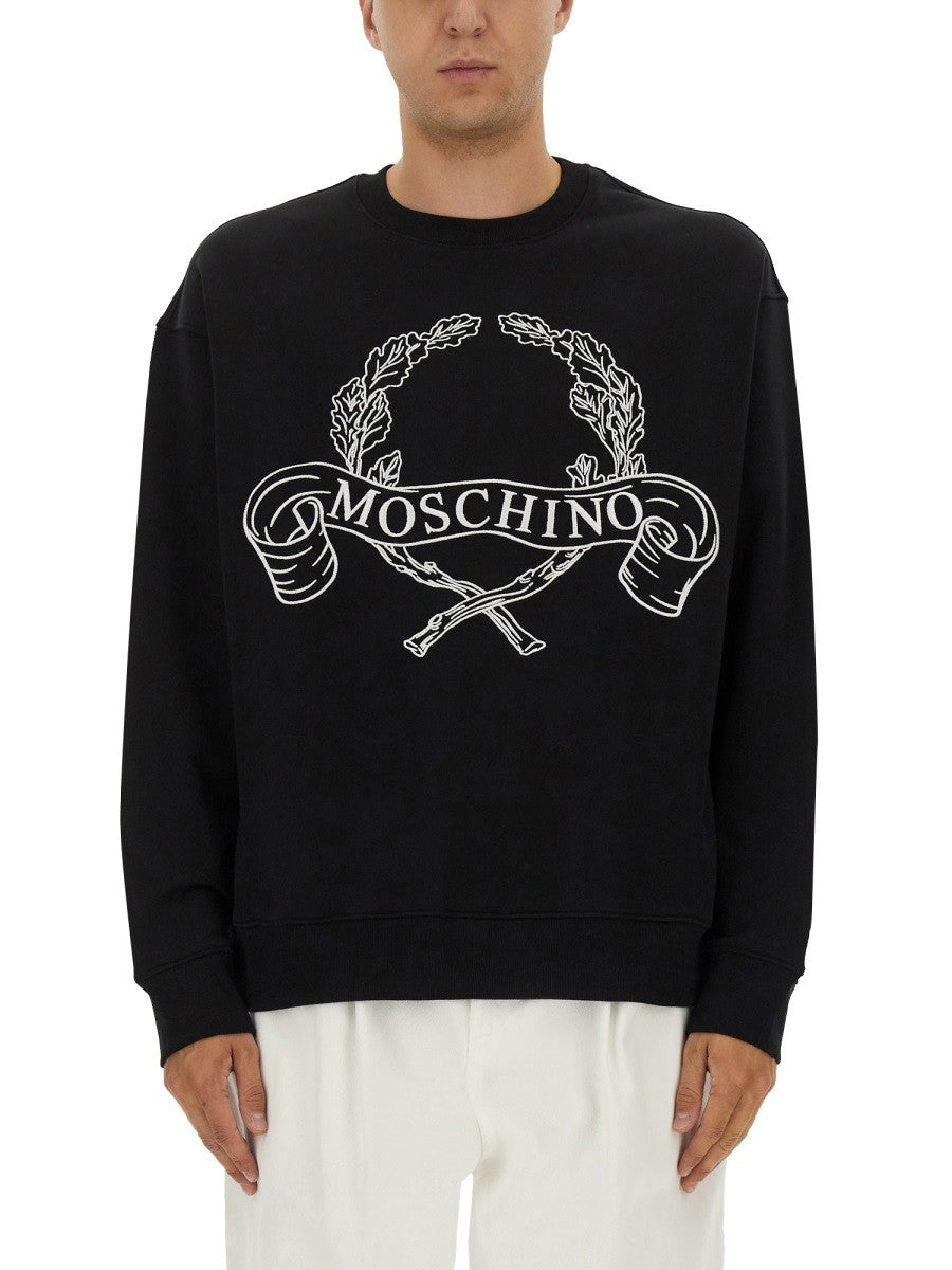 Moschino SUDADERA CON BORDADO DE LOGO DE CORONA DE LAUREL