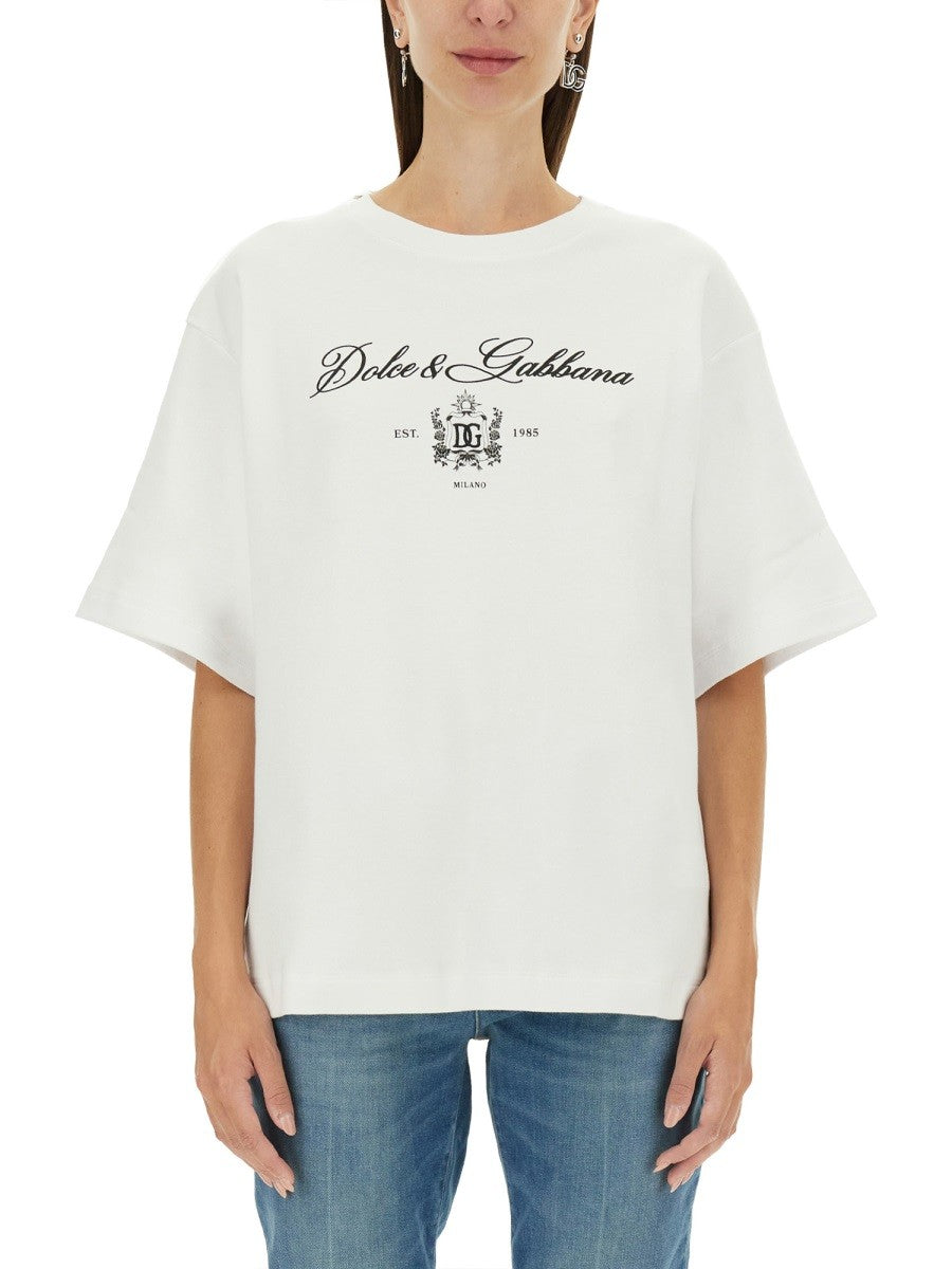 Dolce & Gabbana MARŠKINĖLIAI SU RAŠYTO LOGOTIPU