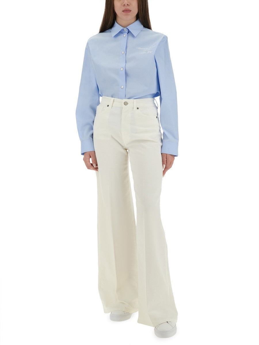 Moschino Jeans TAILORED SHIRT WITH EMBROIDERED LOGO