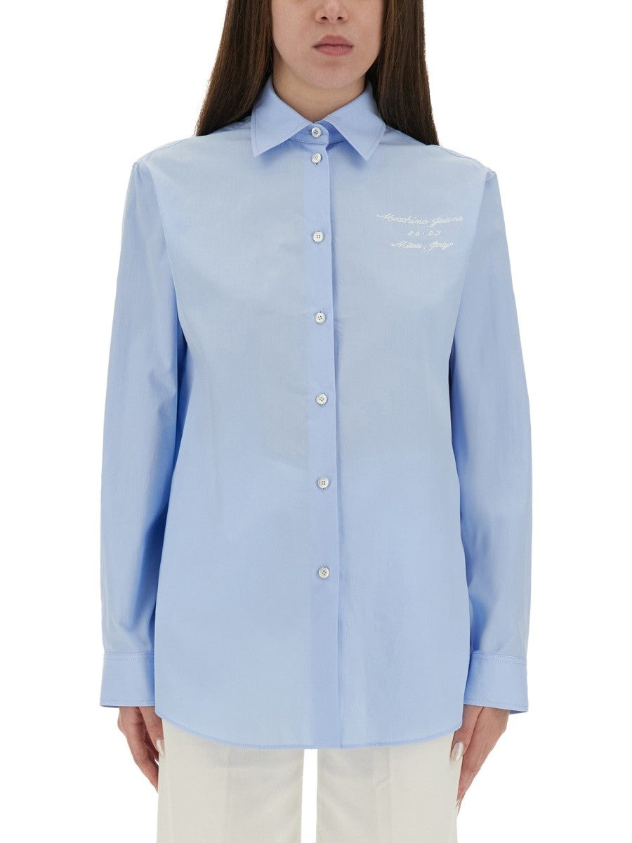 Moschino Jeans TAILORED SHIRT WITH EMBROIDERED LOGO