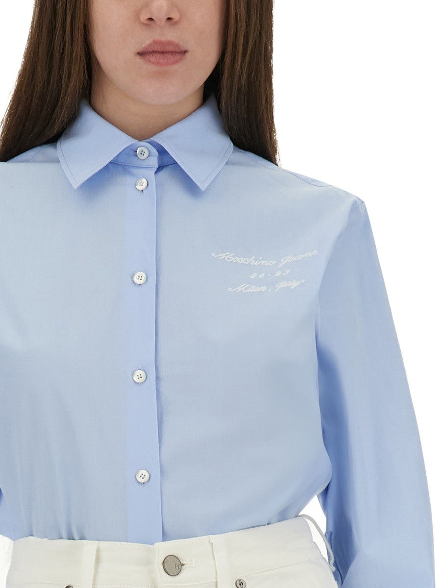 Moschino Jeans TAILORED SHIRT WITH EMBROIDERED LOGO