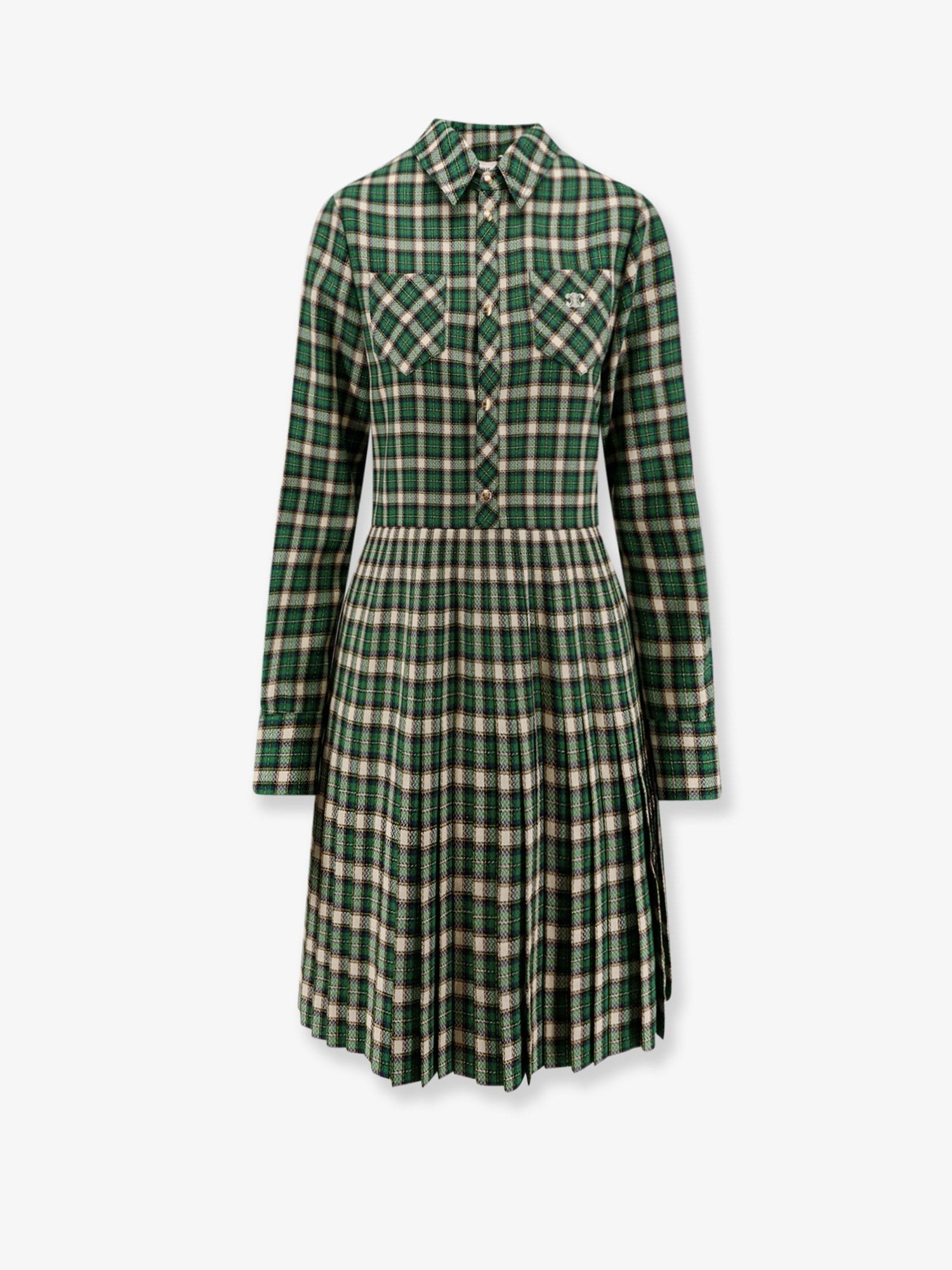 Celine Tartan wool mini dress