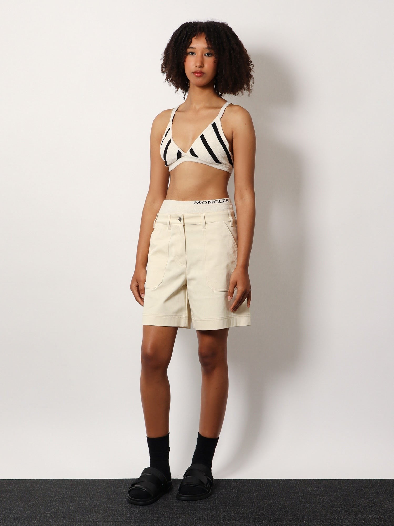 Moncler Top and culotte striped  cotton blend set