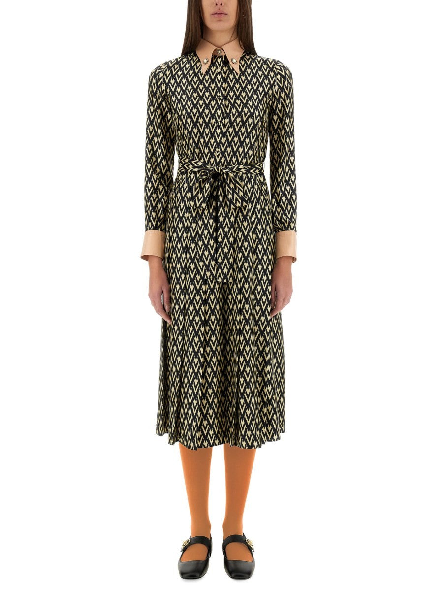 Valentino "TOUTE LA V" MIDI-KLEID AUS TWILL