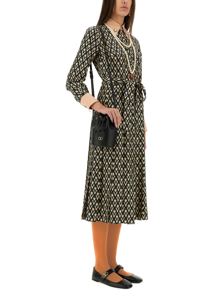 Valentino "TOUTE LA V" MIDI-KLEID AUS TWILL