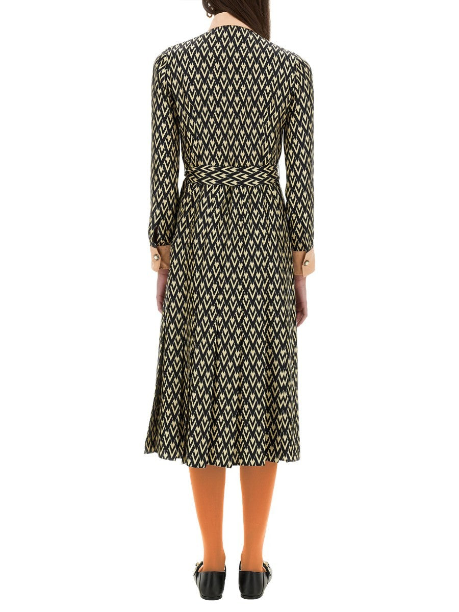 Valentino "TOUTE LA V" MIDI-KLEID AUS TWILL