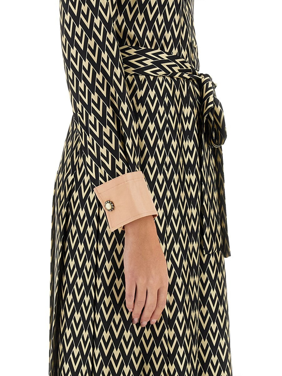 Valentino "TOUTE LA V" MIDI-KLEID AUS TWILL