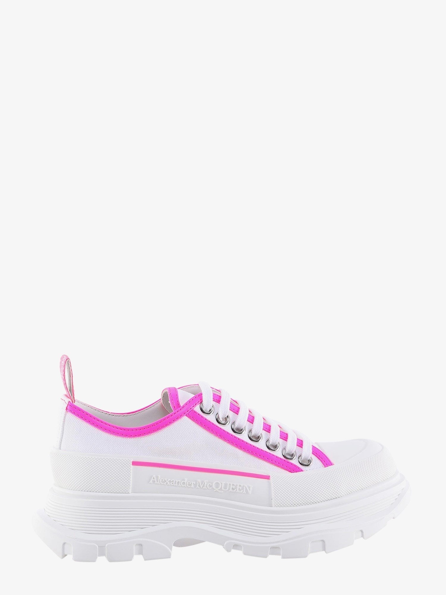 Alexander Mcqueen Tread slick lærredssneakers med fluo læderdetaljer