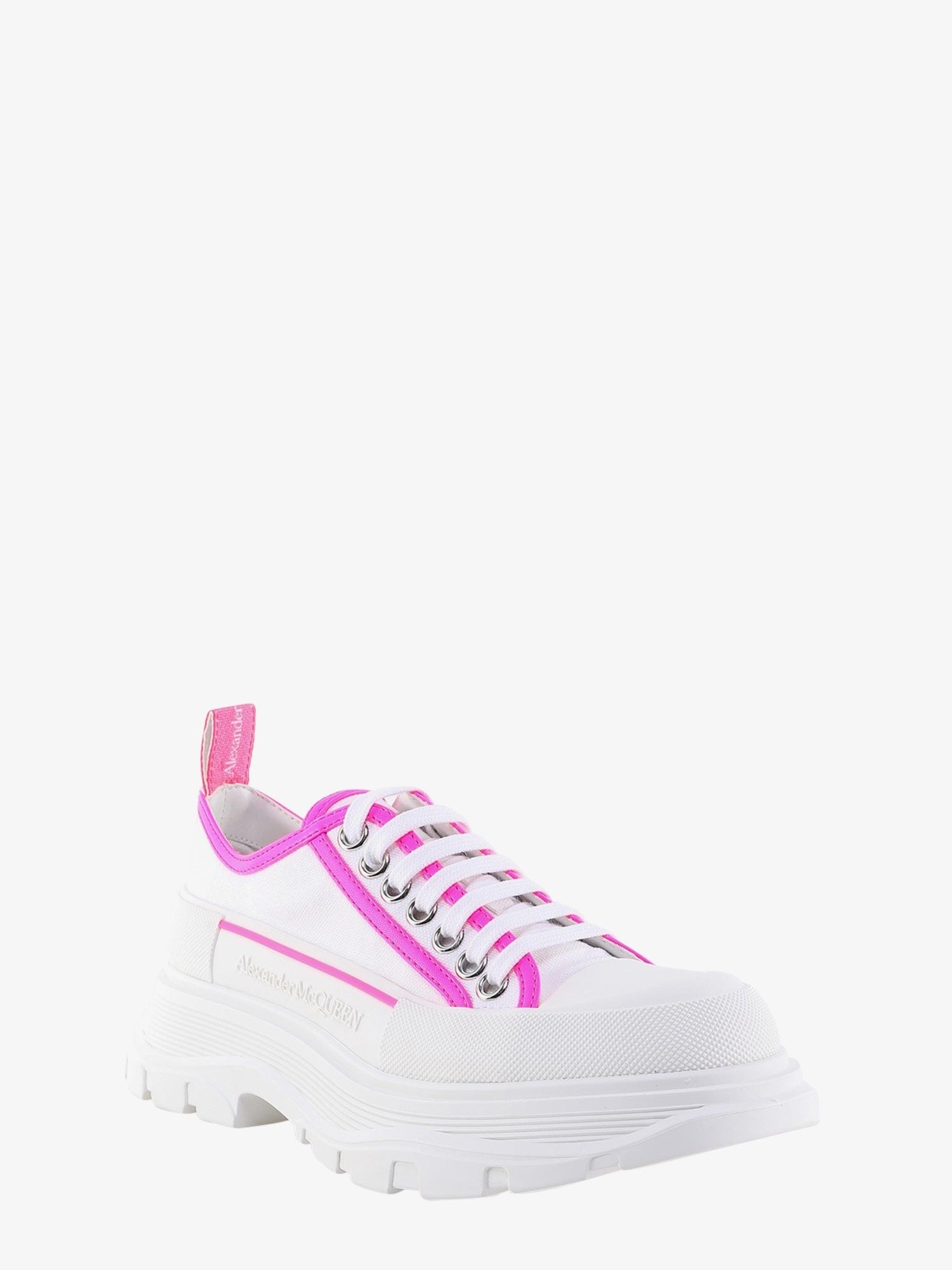 Alexander Mcqueen Tread slick lærredssneakers med fluo læderdetaljer