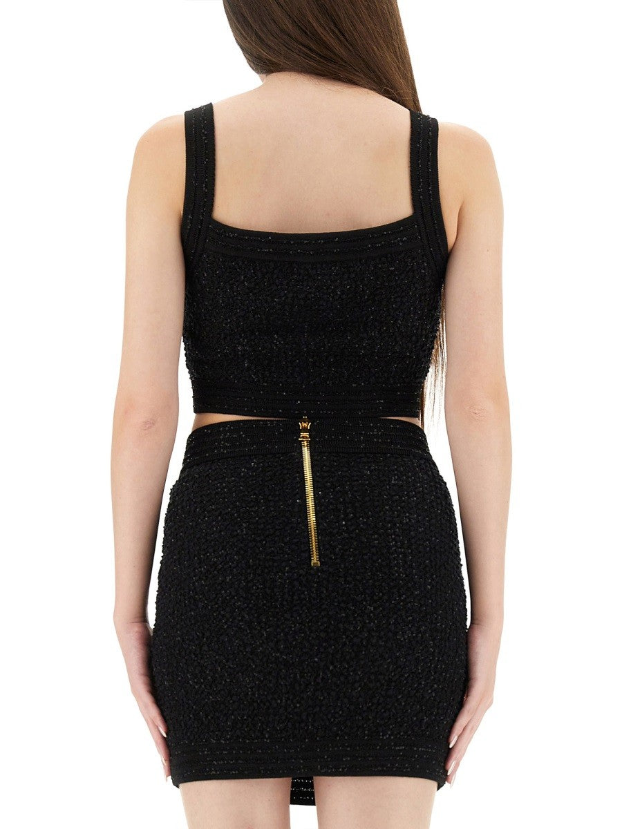 Balmain TRUBOVANÝ CROP TOP