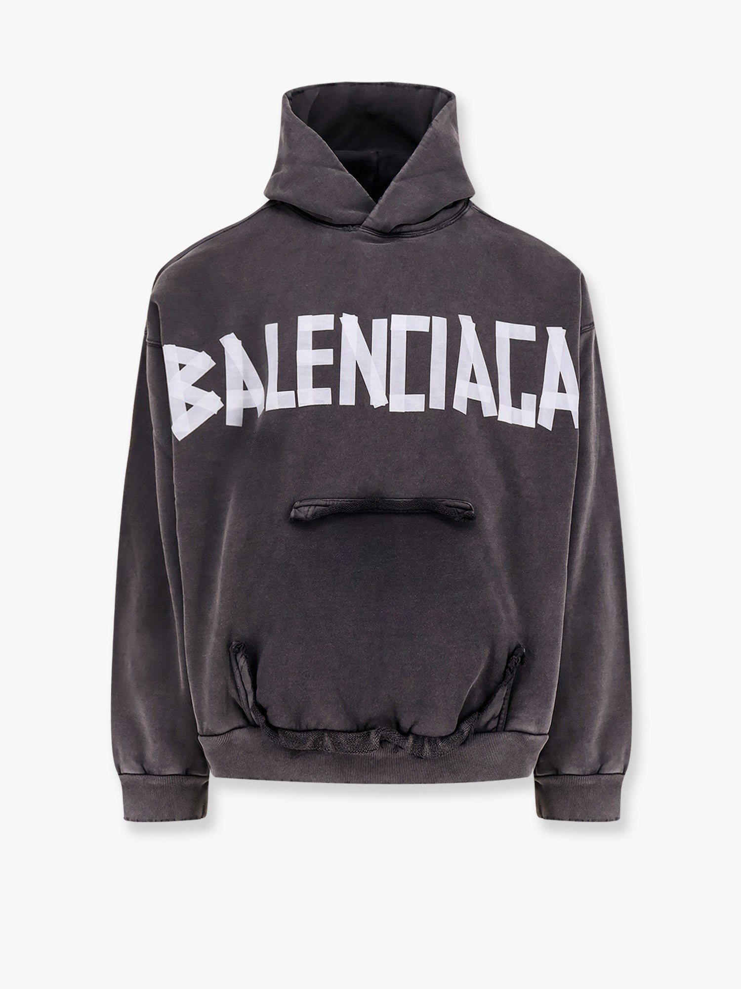 Balenciaga Bomullsgenser med brukt effekt og nytt tape-logo