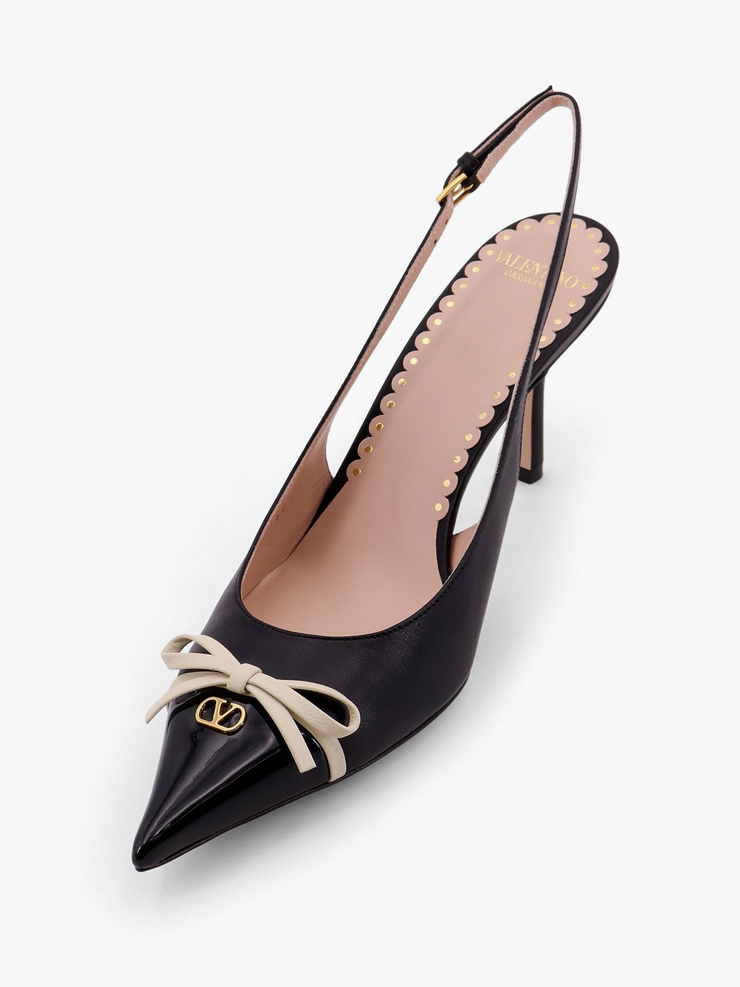 Valentino Garavani leather slingback with patent leather toe