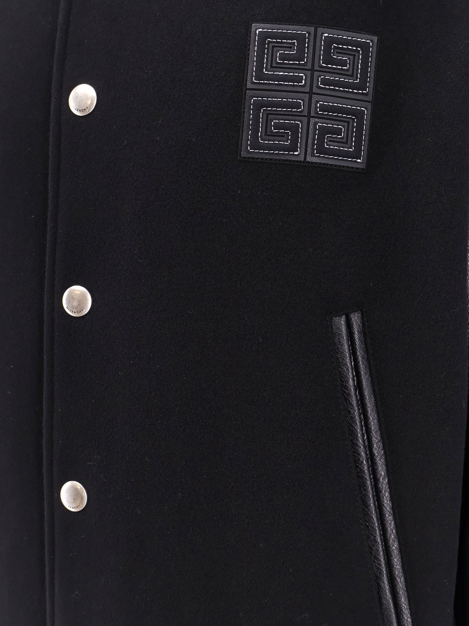 Givenchy Bomberka Varsity z mieszanki wełny ze skórzanymi rękawami