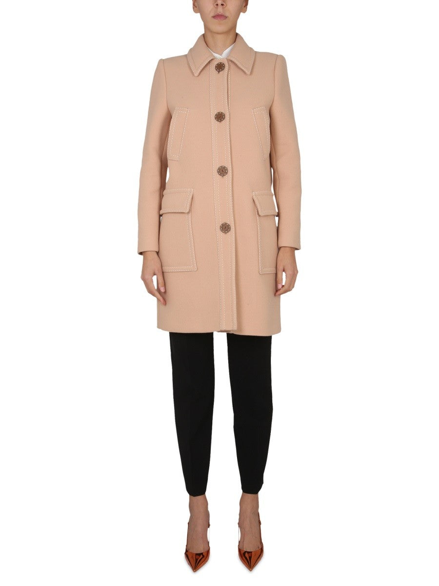 Boutique Moschino PŁASZCZ Z DZIEWICZEJ WEŁNY