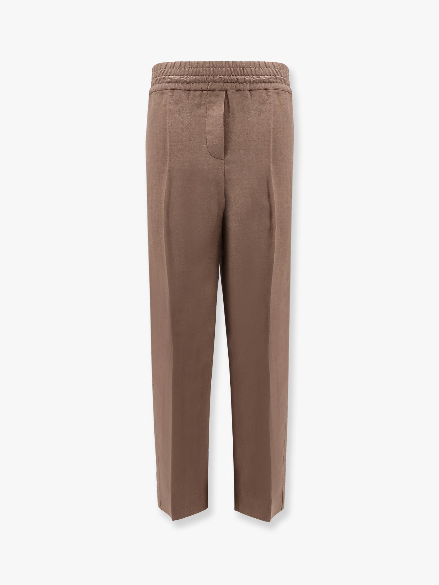 Brunello Cucinelli Παντελόνι από βισκόζη και λινό με πλάγια λωρίδα τόνο-στον-τόνο