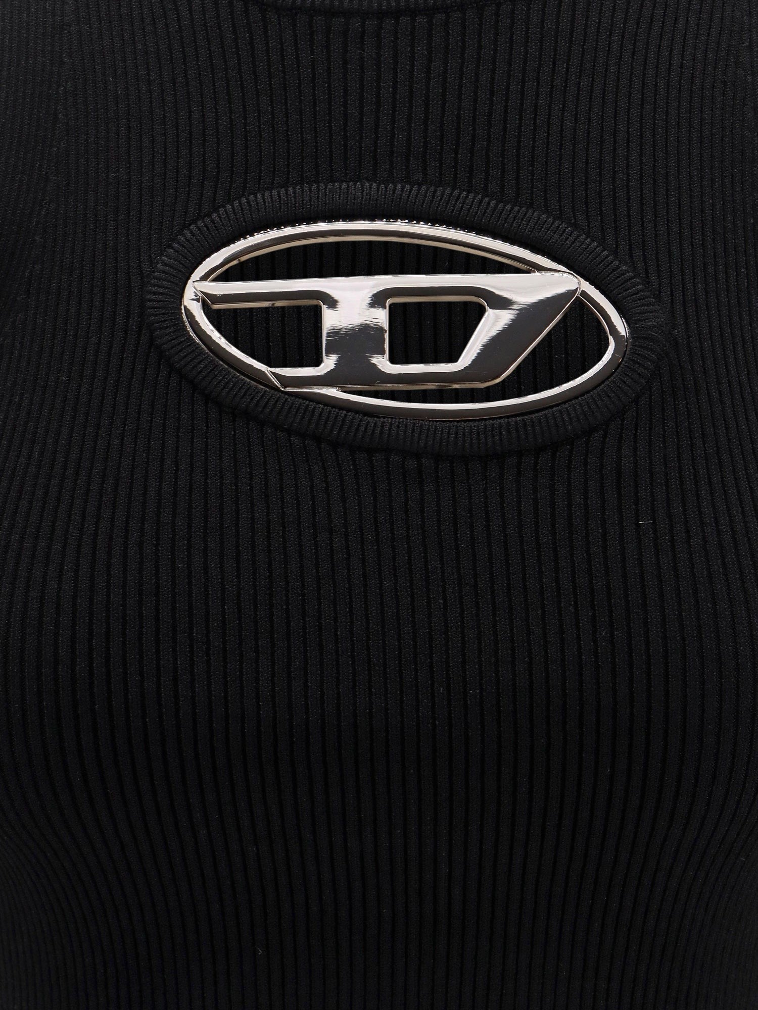 Diesel メタルオーバルDロゴ入りビスコース混ドレス