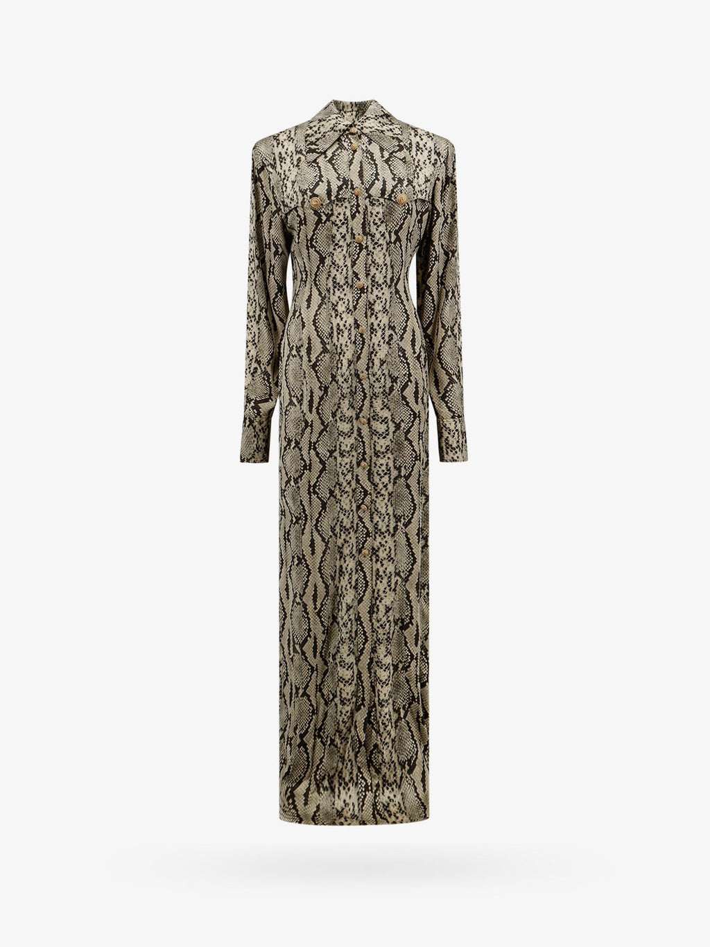 Balmain Viskose-Hemdblusenkleid mit Python-Print