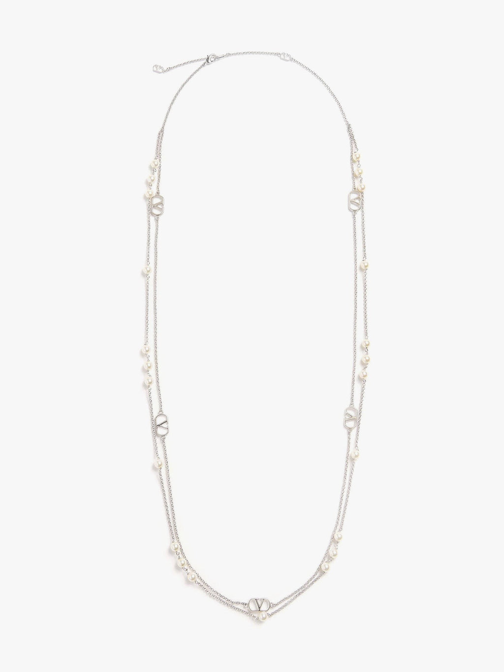 Valentino Garavani Vlogo signature metal and pearls necklace