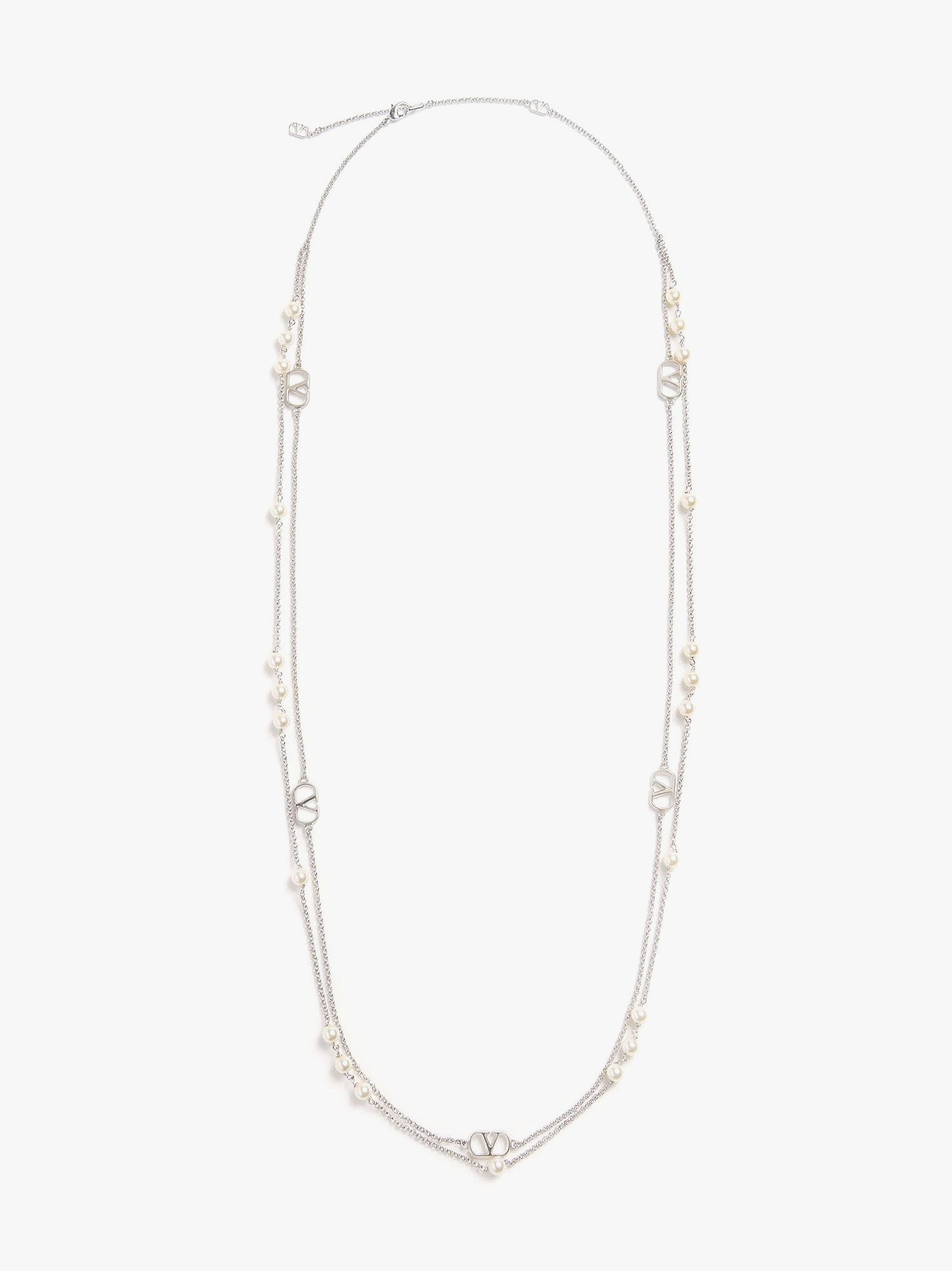 Valentino Garavani Vlogo signature metal and pearls necklace