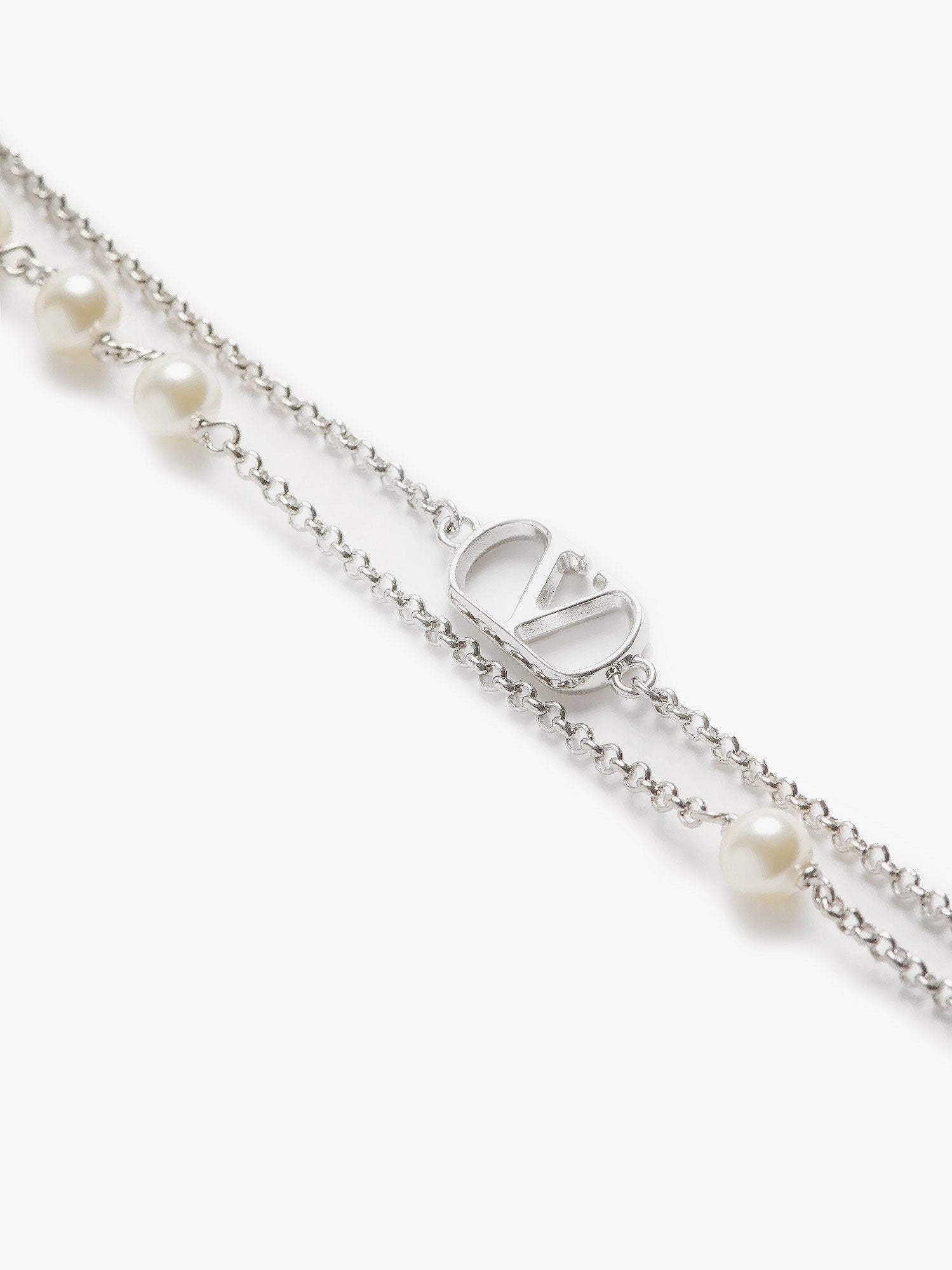 Valentino Garavani Vlogo signature metal and pearls necklace