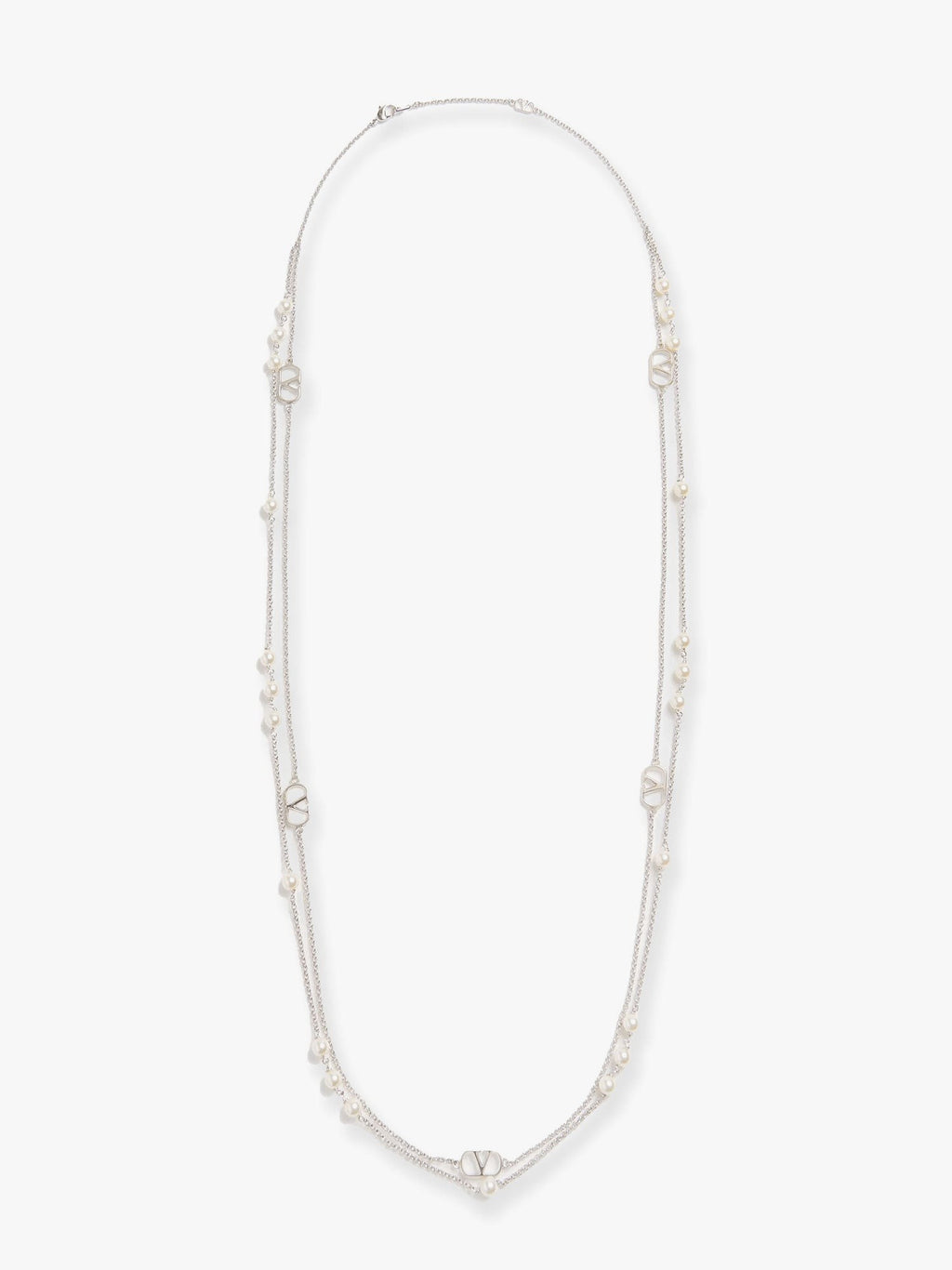 Valentino Garavani Vlogo signature metal necklace with pearls