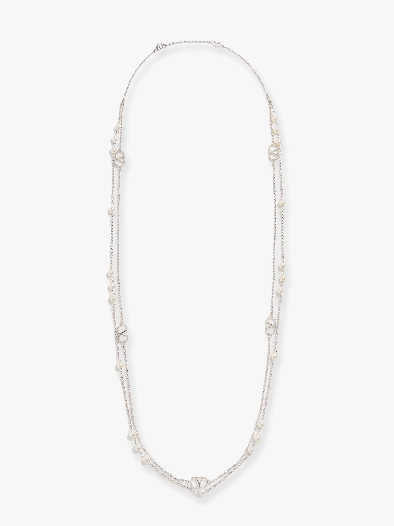 Valentino Garavani Vlogo signature metal necklace with pearls