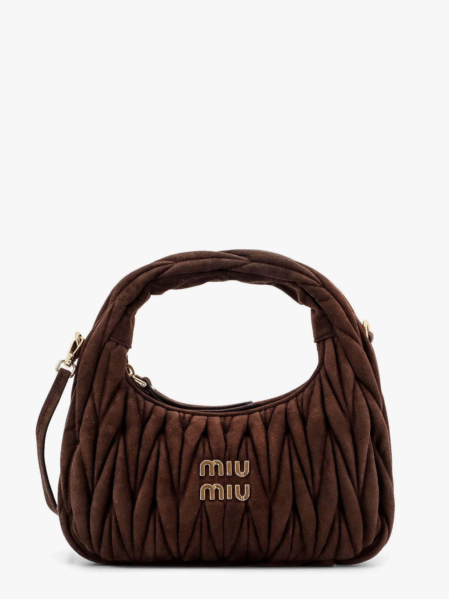 Miu Miu Wander matelassé suede shoulder bag