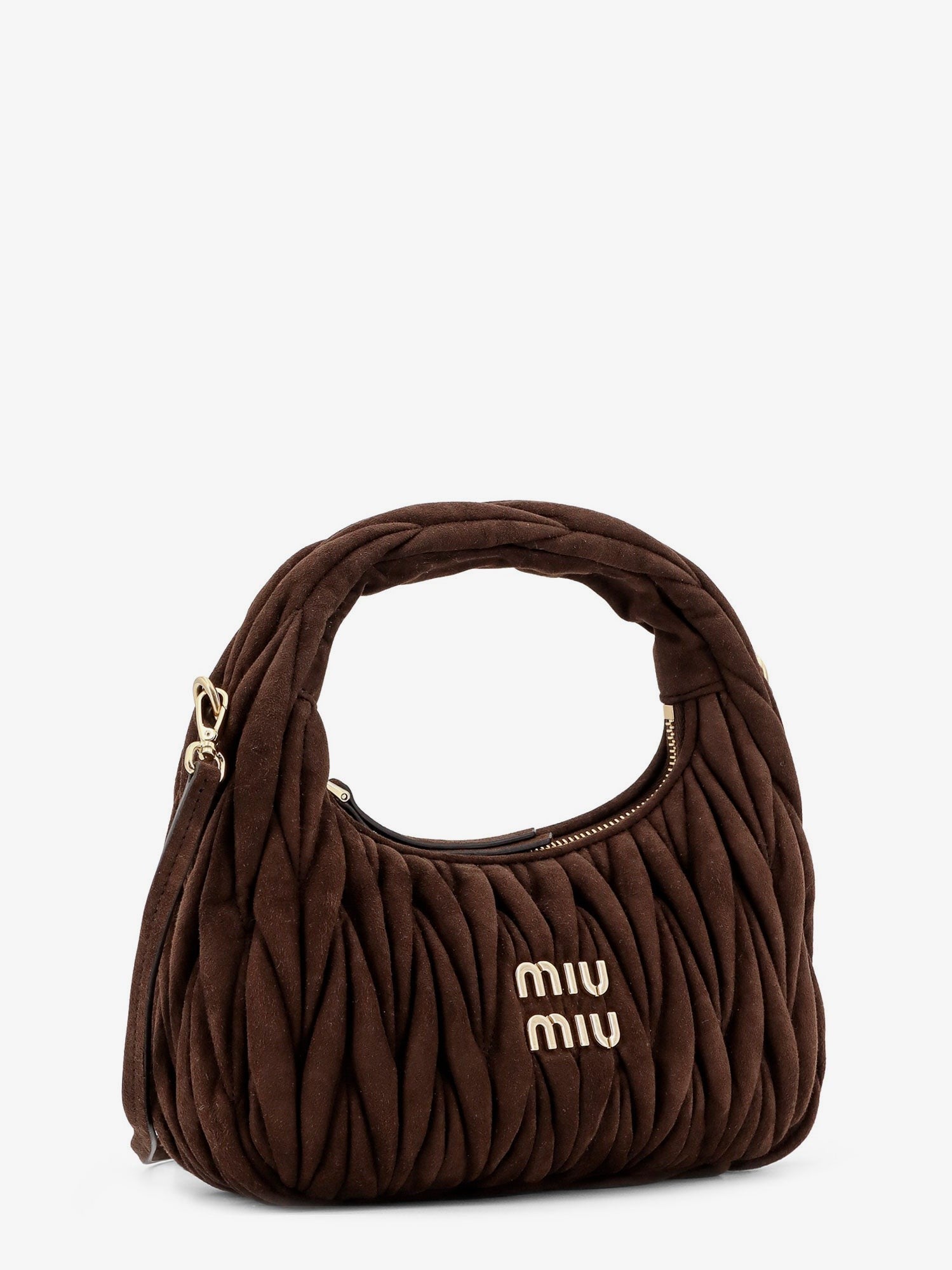 Miu Miu Wander matelassé suede shoulder bag