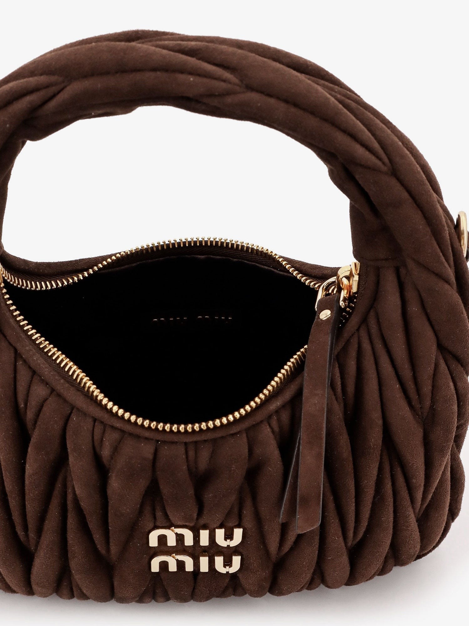 Miu Miu Wander matelassé suede shoulder bag