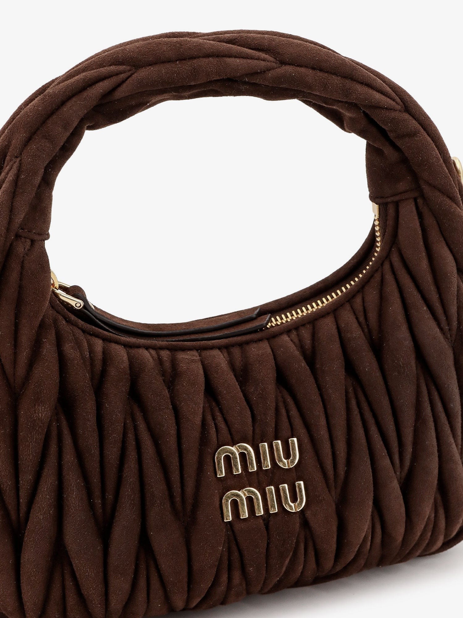 Miu Miu Wander matelassé suede shoulder bag