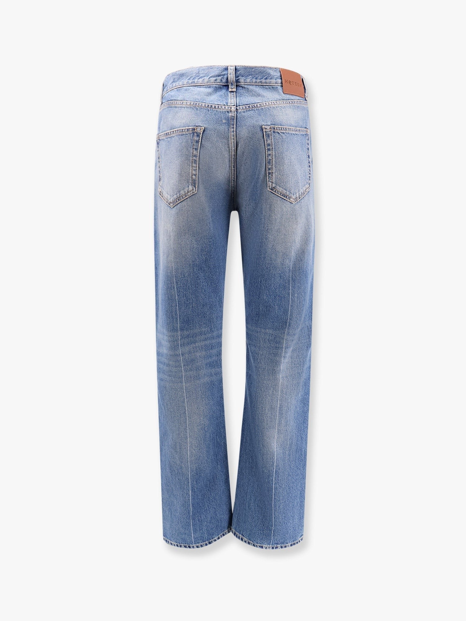 Alexander Mcqueen Vasket blå jeans med lige ben
