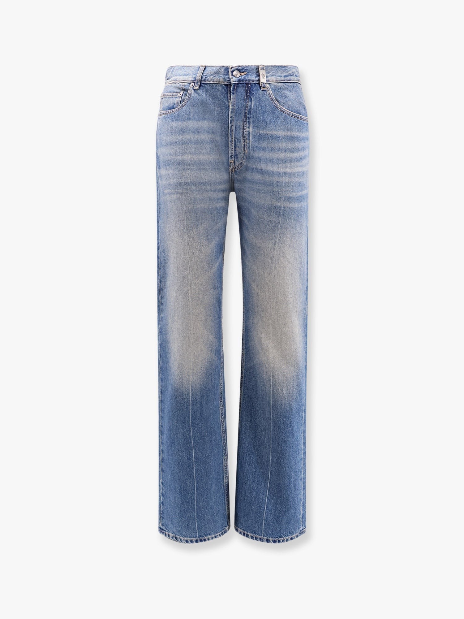 Alexander Mcqueen Vasket blå jeans med lige ben