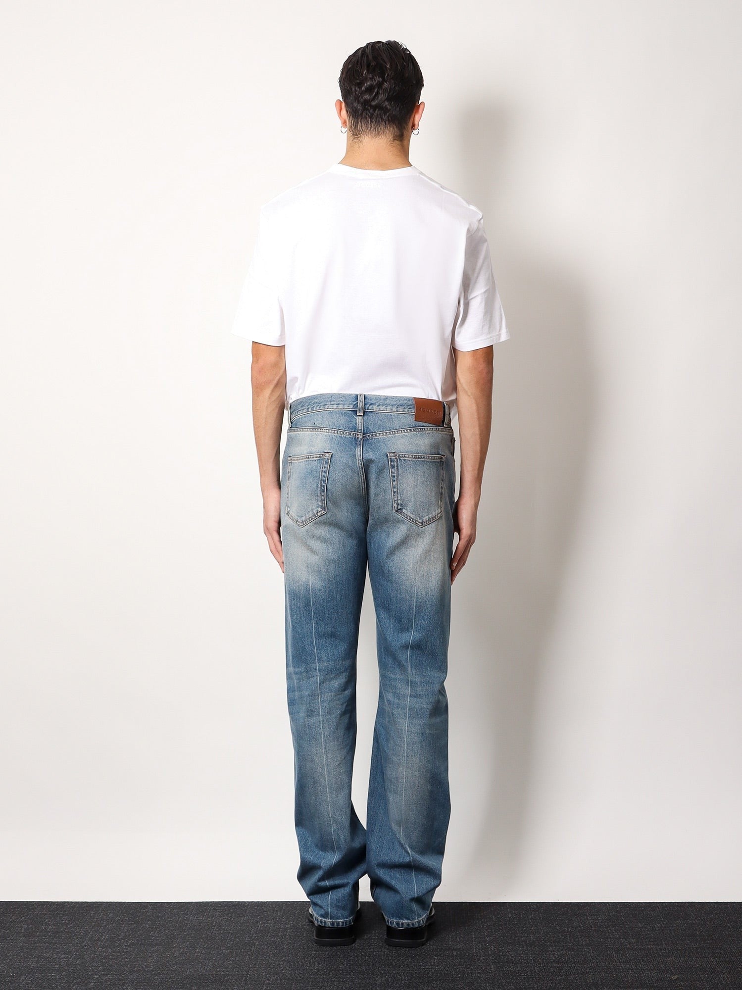 Alexander Mcqueen Vasket blå jeans med lige ben