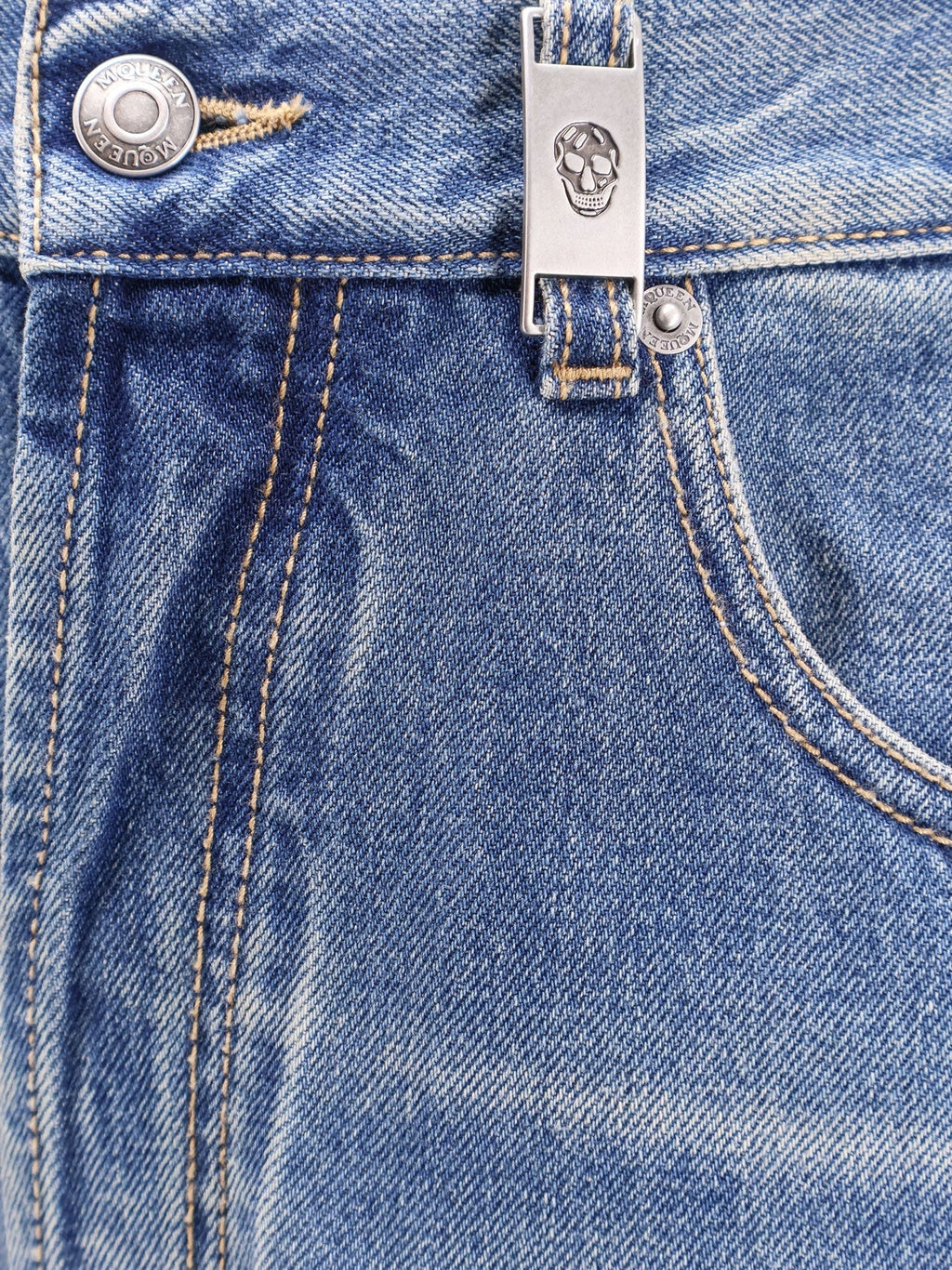 Alexander Mcqueen Vasket blå jeans med lige ben