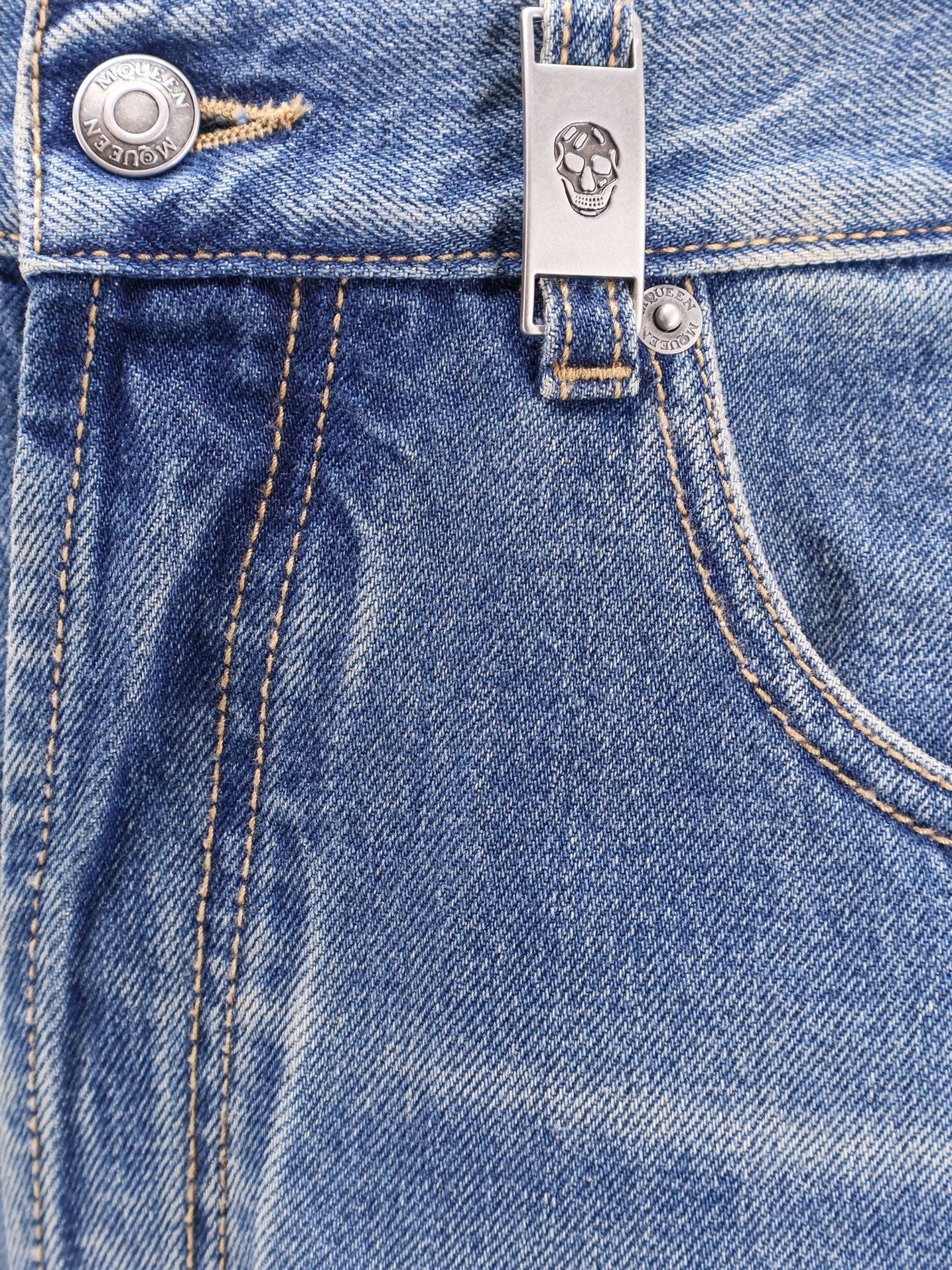Alexander Mcqueen Vasket blå jeans med lige ben