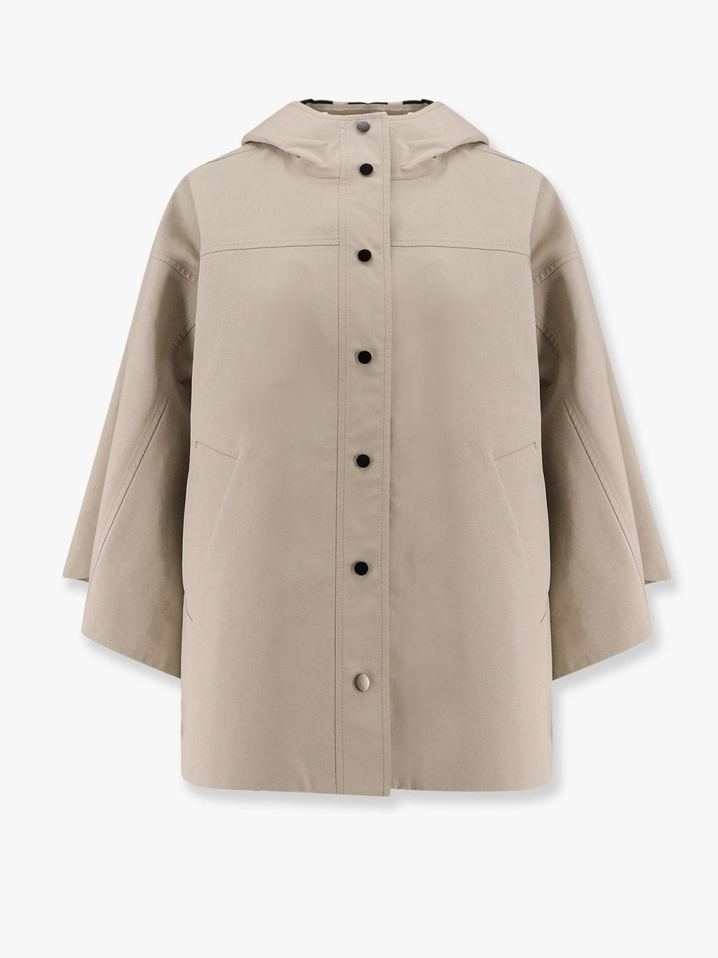 Brunello Cucinelli Αδιάβροχο μπουφάν με κουκούλα από κολλητό βαμβακερό ποπλίνα με θερμοκολλημένες ραφές