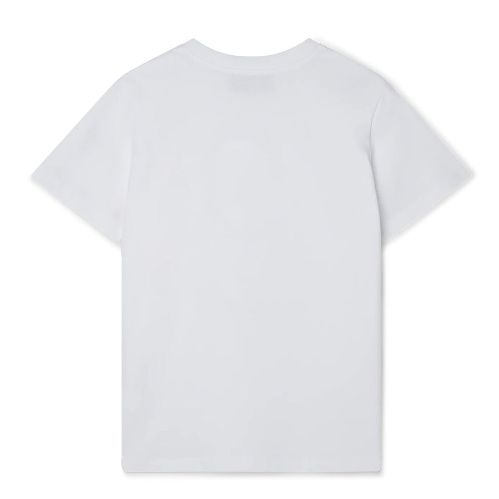 Back view of the white Casablanca Le Joueur unisex fit organic cotton t-shirt.

