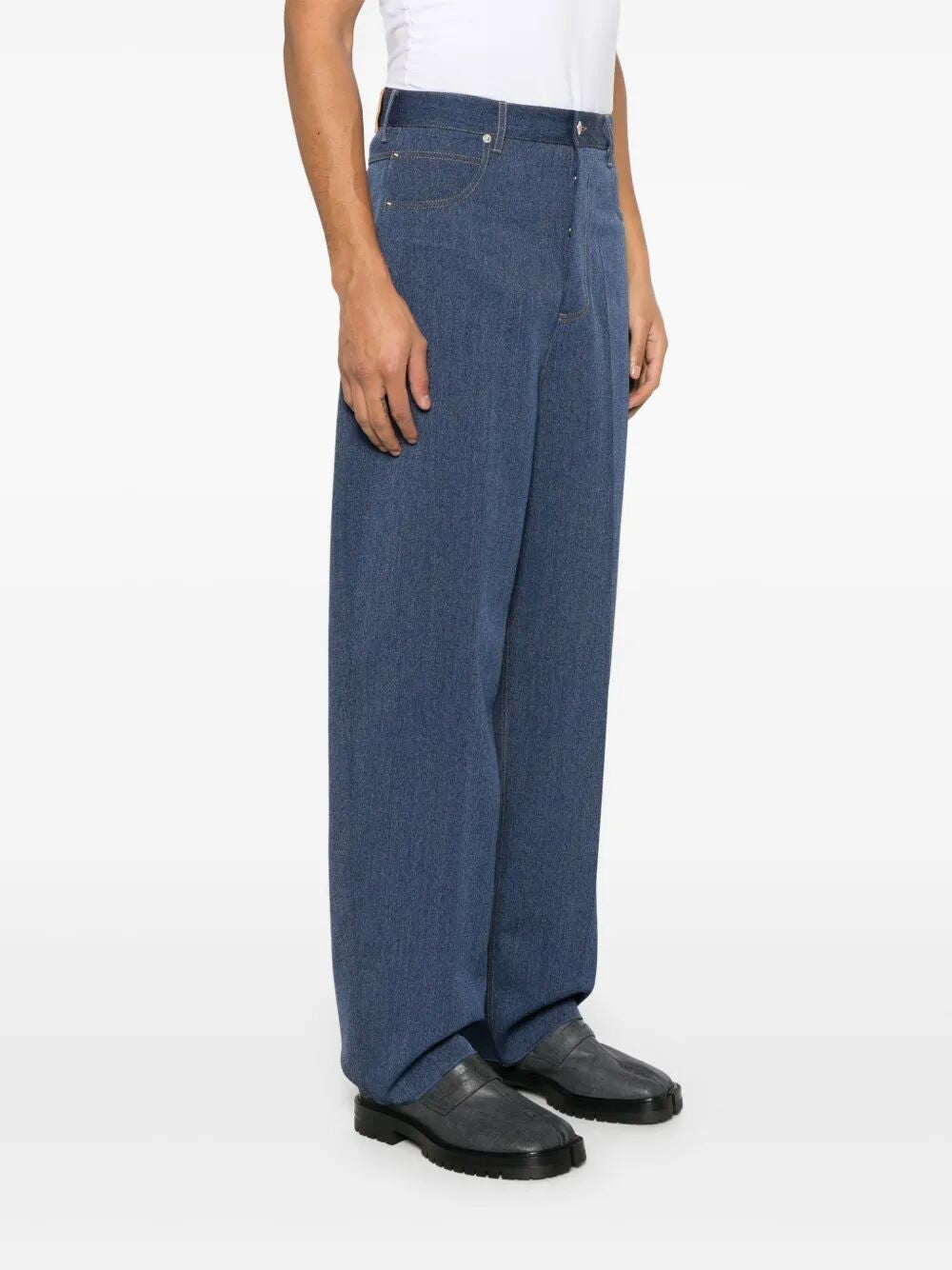 Bottega Veneta Baumwoll- und Wollhose mit weitem Bein