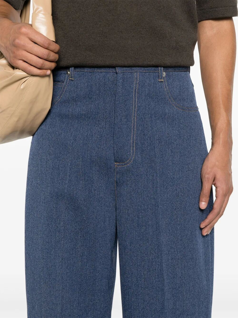 Bottega Veneta Wide leg cotton and wool trouser