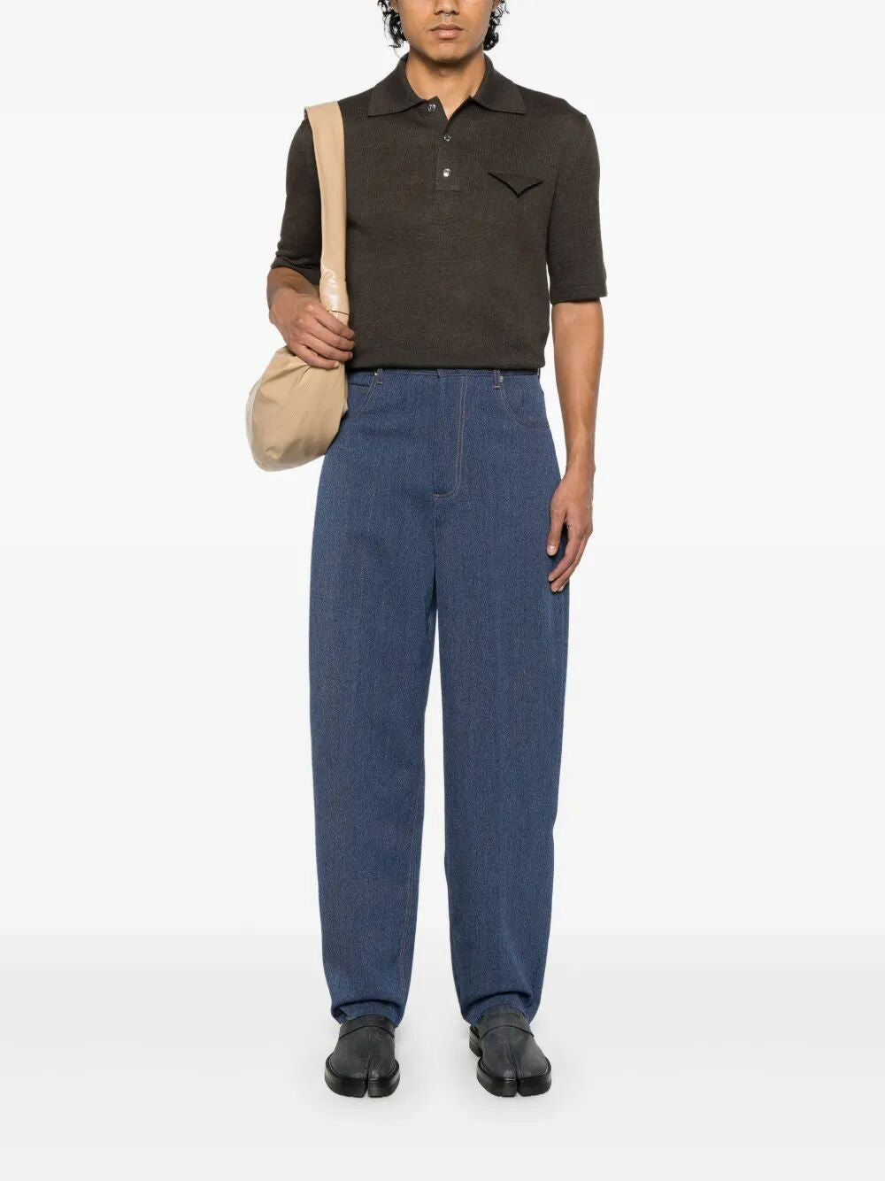 Bottega Veneta Baumwoll- und Wollhose mit weitem Bein