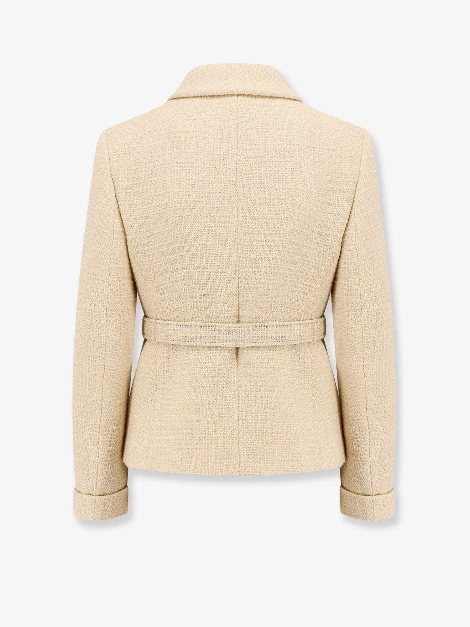 Valentino Wool blazer with leather belt and v gold buckle