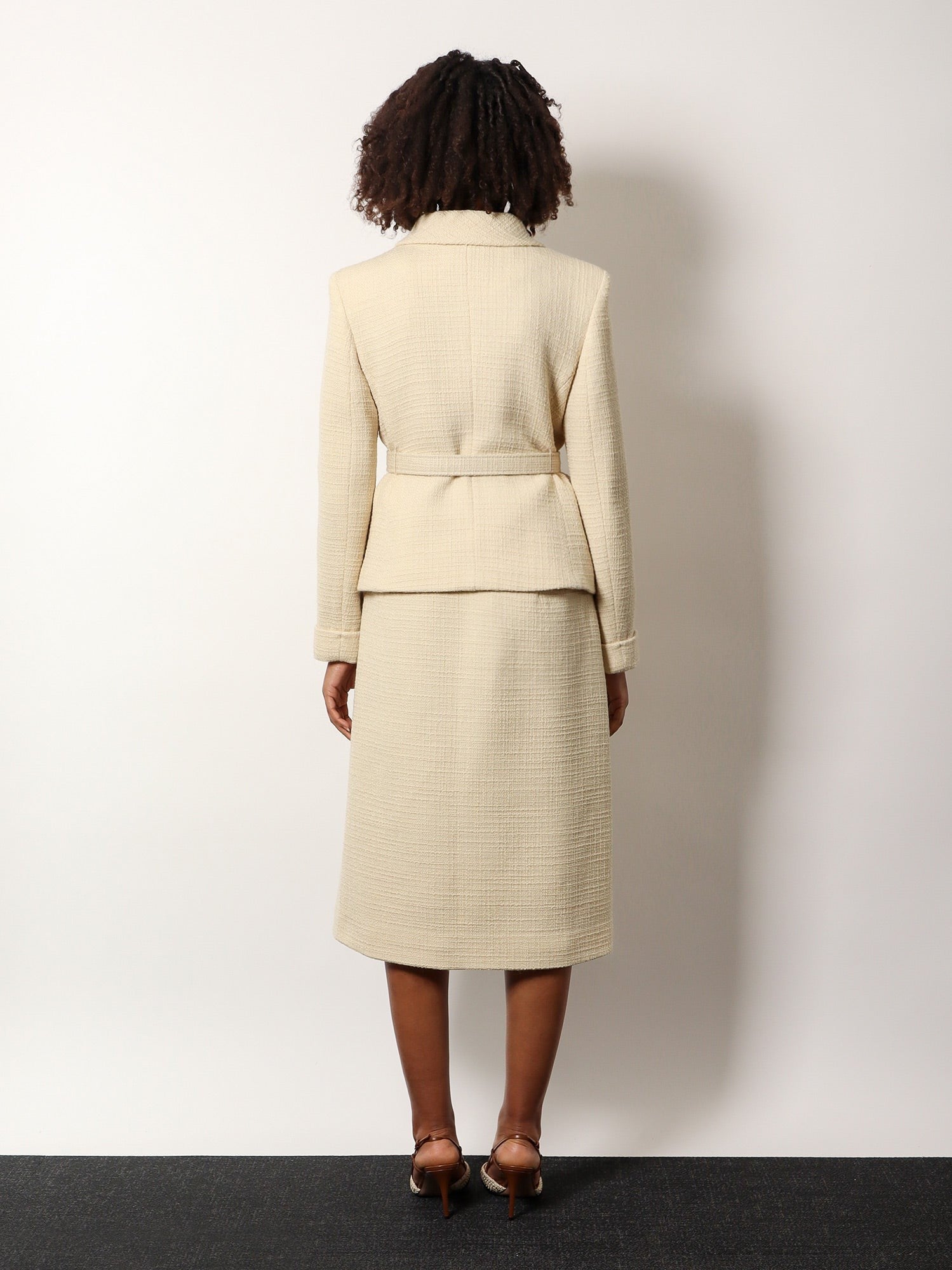 Valentino Wool blazer with leather belt and v gold buckle