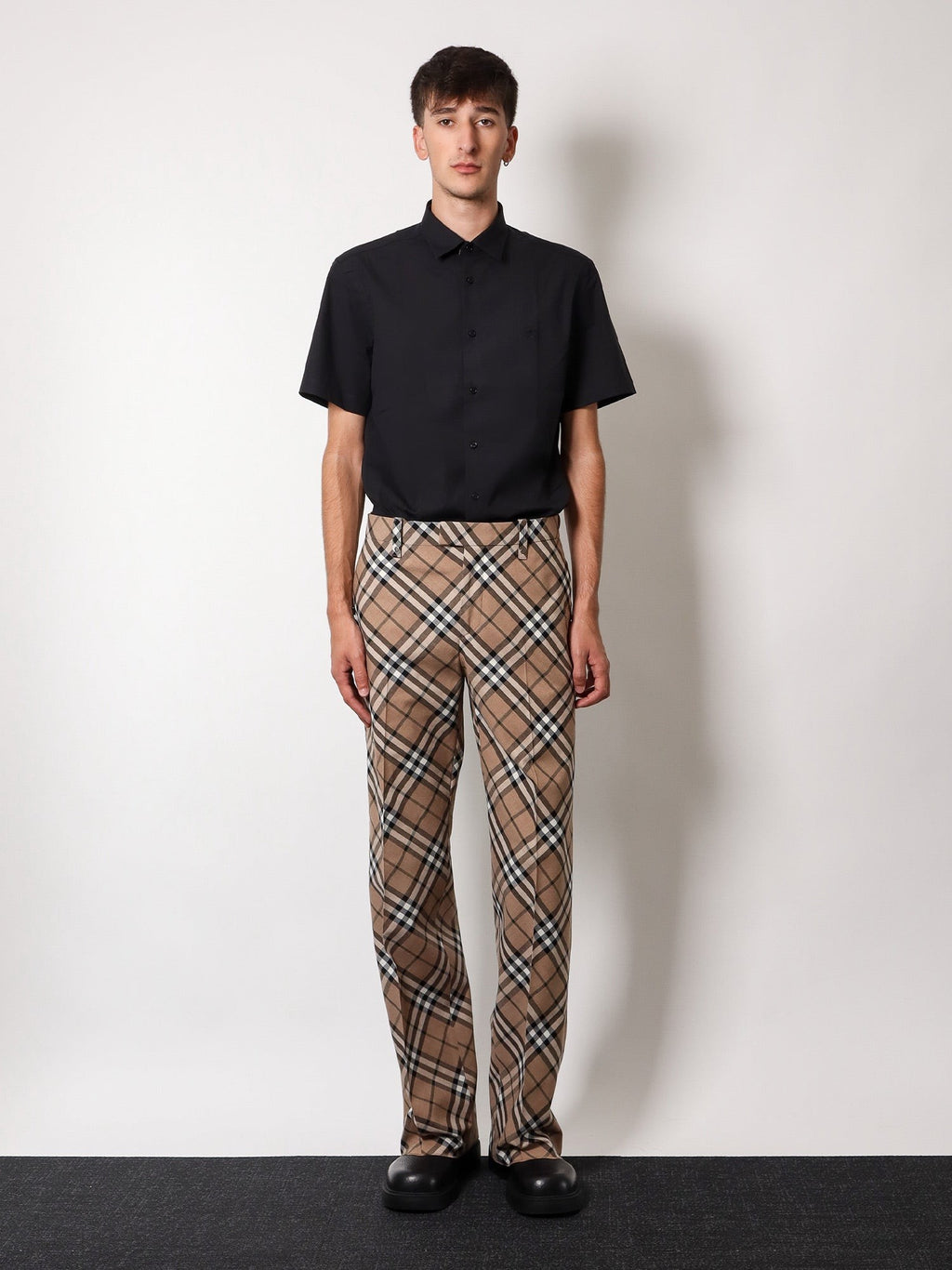 Burberry Kalhoty ze směsi vlny s ikonickým kostkovaným potiskem