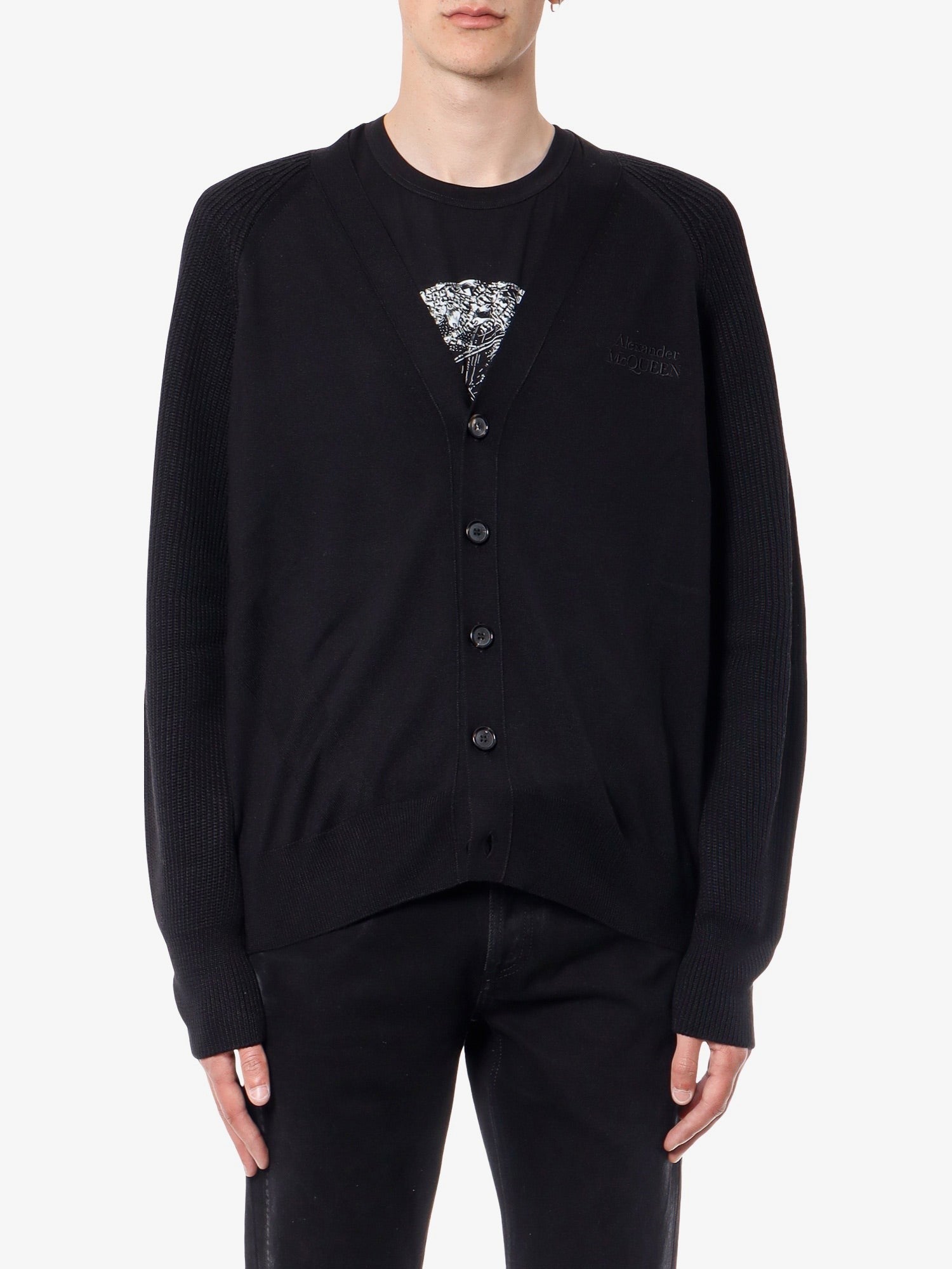 Alexander Mcqueen vilnonis kardiganas su logotipo siuvinėjimu