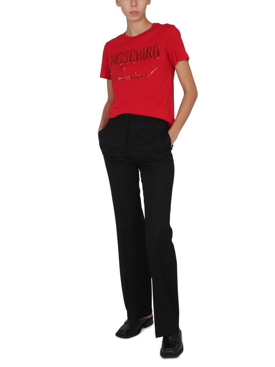 Moschino VLNĚNÉ KALHOTY GRAIN DE POUDRE
